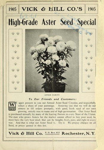 Vick & Hill Co's high-grade aster seed special