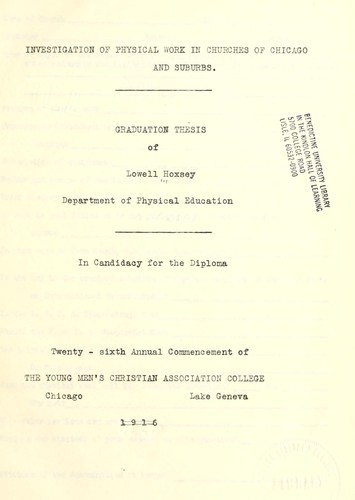Investigation of physical work in churches of Chicago and suburbs
