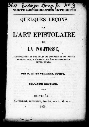 Quelques leçons sur l'art épistolaire et la politesse
