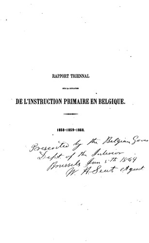 Rapport triennal sur la situation de l'instruction primaire en Belgique