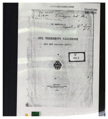 ... Sul terremoto calabrese del 23 ottobre 1907