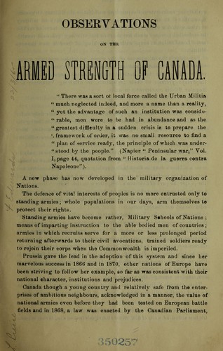 Observations on the armed strength of Canada