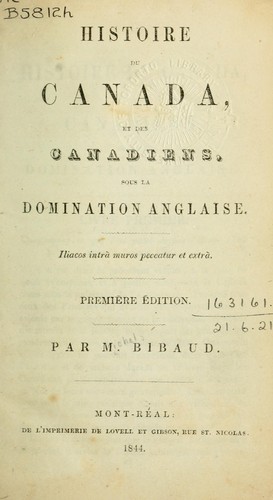 Histoire du Canada et des Canadiens sous la domination anglaise