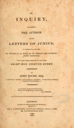 An inquiry concerning the author of the letters of Junius