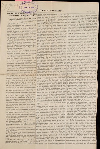 The critical partition of the narrative of the deluge