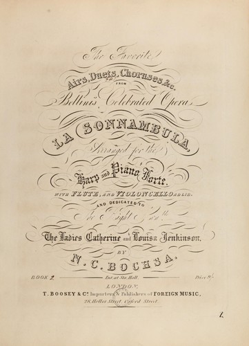 The favorite airs, duets, choruses, &c. from Bellini's celebrated opera La sonnambula