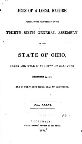 Acts of a local nature passed at the session of the General Assembly of the State of Ohio
