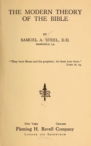 The modern theory of the Bible