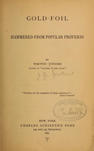 Gold-foil, hammered from popular proverbs.