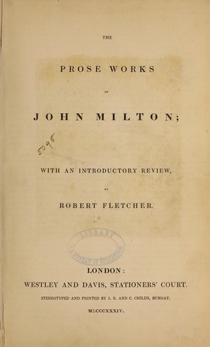 The prose works of John Milton