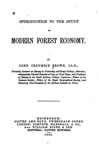 Introduction to the Study of Modern Forest Economy