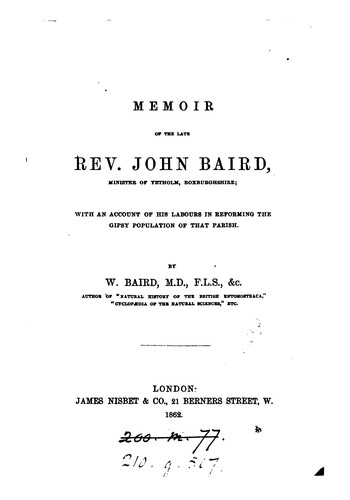 Memoir of the late rev. John Baird