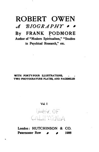 Robert Owen: A Biography