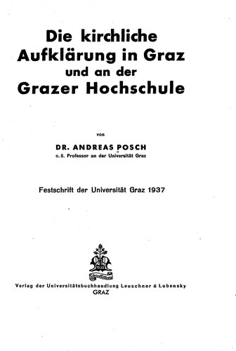 Die kirchliche Aufklärung in Graz und an der Grazer Hochschule