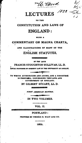 Lectures on the constitution and laws of England