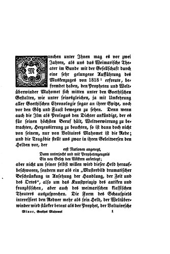 Goethes Mahomet: Ein Vortrag