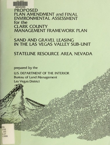 Proposed plan amendment and final environmental assessment for the Clark County management framework plan