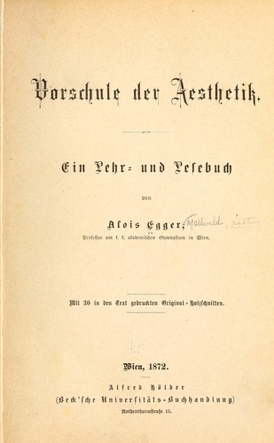 Vorschule der aesthetik