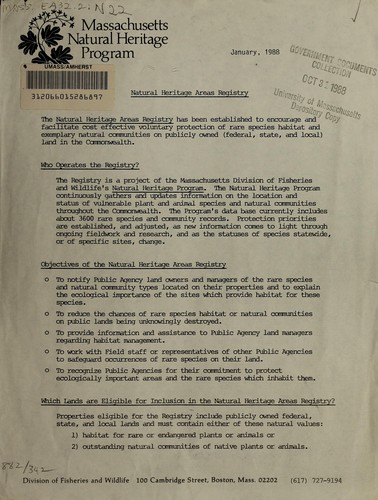 Natural heritage areas registry