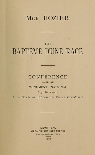 Le bapteme d'une race