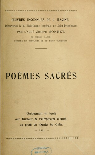 Oeuvres inconnues de J. Racine