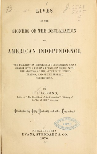 Lives of the signers of the Declaration of American independence