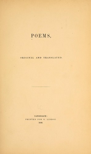 Poems, original and translated