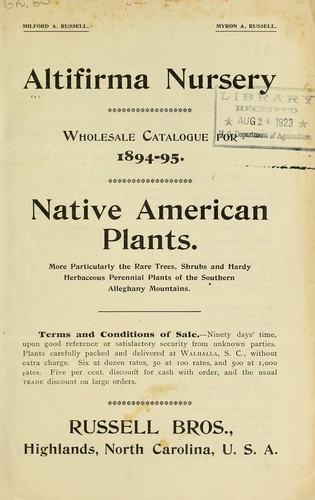Altifirma Nursery wholesale catalogue for 1894-95
