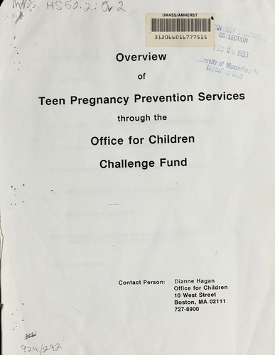 Overview of teen pregnancy prevention services through the Office for Children Challenge Fund