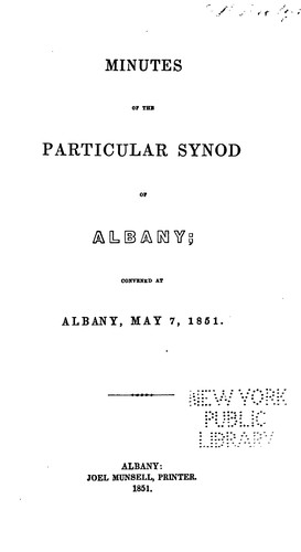 Minutes of the Particular Synod of Albany