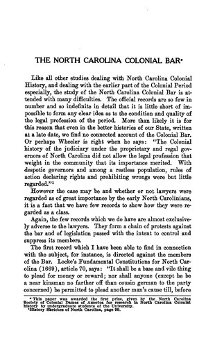 The North Carolina colonial bar