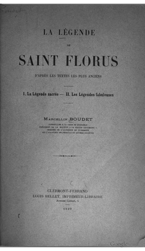 La légende de saint Florus d'après les textes les plus anciens