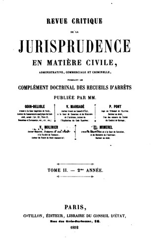 Revue critique de la jurisprudence