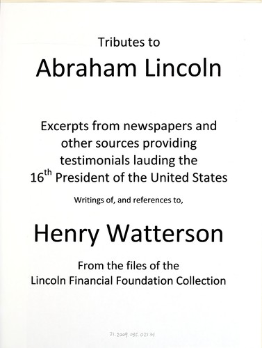 Tributes to Abraham Lincoln