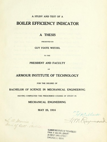 A study and test of a boiler efficiency indicator