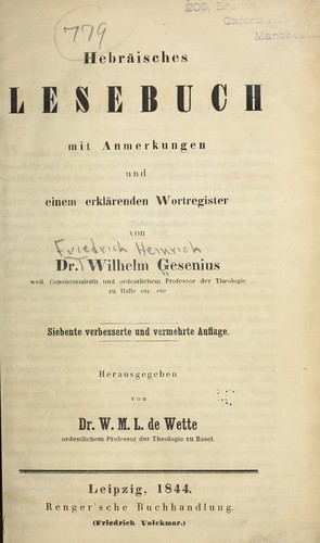 Hebräisches Lesebuch, mit Anmerkungen und einem erklärenden Wortregister
