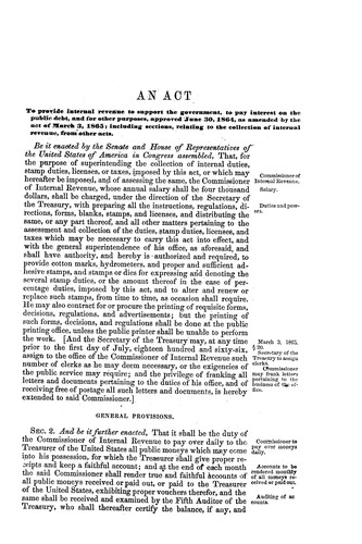 An act to provide internal revenue to support the government