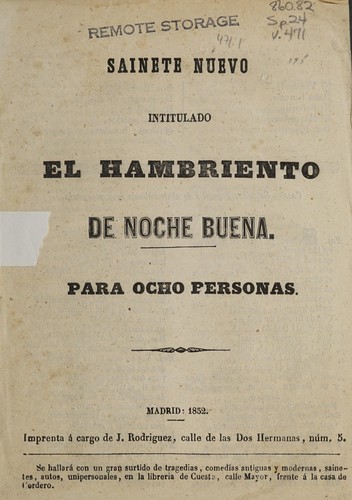 Sainete nuevo intitulado El hambriento de noche buena