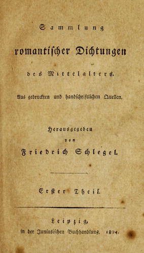 Sammlung romantischer Dichtungen des Mitelalters