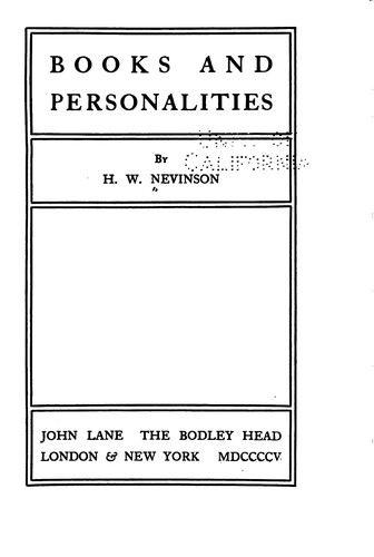 Books and Personalities