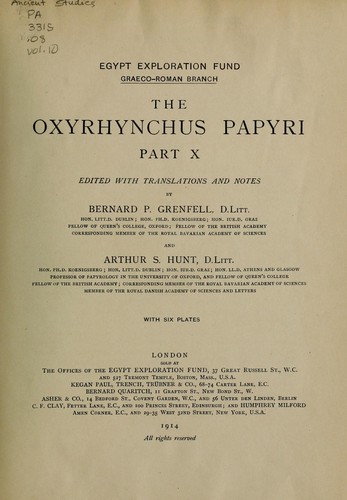 Oxyrhynchus Papyri 53 (Graeco-Roman Memoirs)