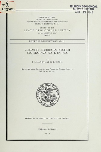 Viscosity studies of system CaO-MgO-AlO-SiO: 1, 40% SiO