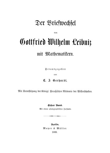 Der Briefwechsel von Gottfried Wilhelm Leibniz mit Mathematikern