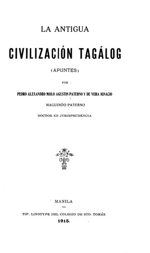 La antigus civilizacion tagálog (apuntes)