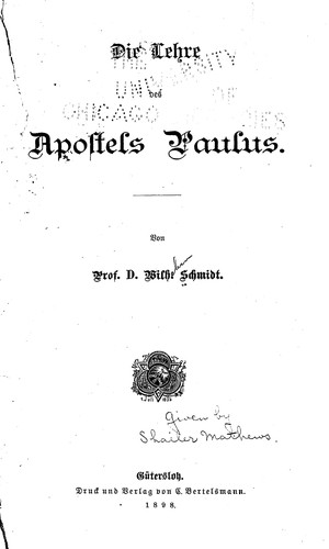 Die Lehre des Apostels Paulus