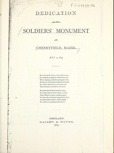 Dedication of the soldiers' monument at Cherryfield, Maine