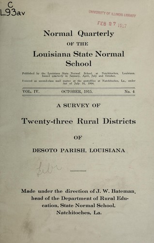 A survey of twenty-three rural districts of Desoto Parish, Louisiana