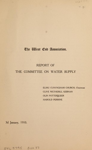 Report of the Committee on Water Supply