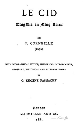 Le Cid; tragédie en cinq actes