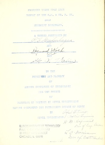 Proposed three span arch subway of the C. M. & ST. P. RY. over Humboldt boulevard